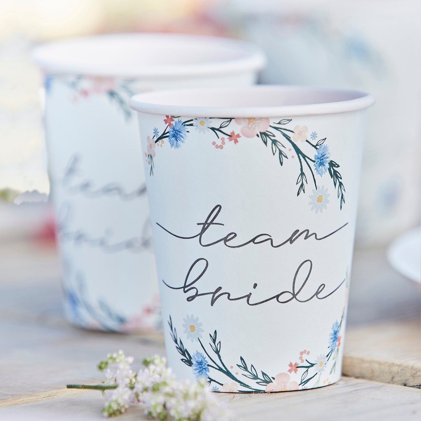 Boho Eco Floral Team Bride Hen Party Cups- 5 Inner Pack