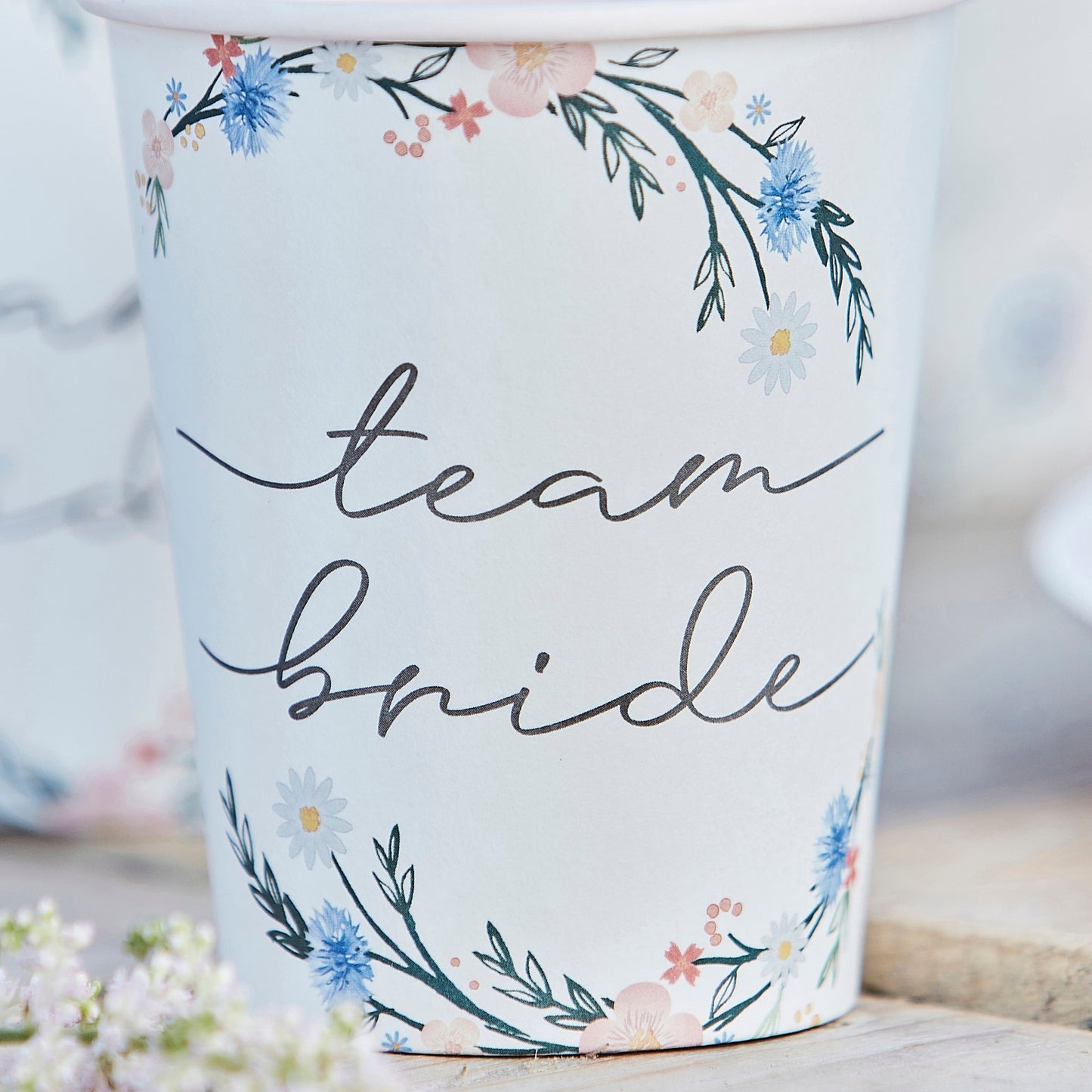 Boho Eco Floral Team Bride Hen Party Cups- 5 Inner Pack