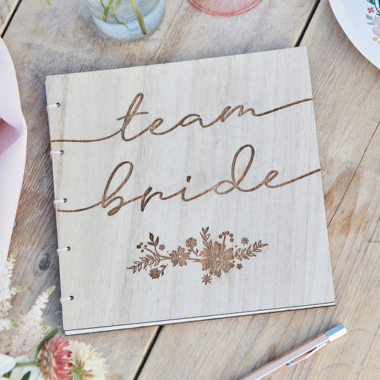 Wooden Boho Team Bride Hen Party Guest Book- 5 Inner Pack