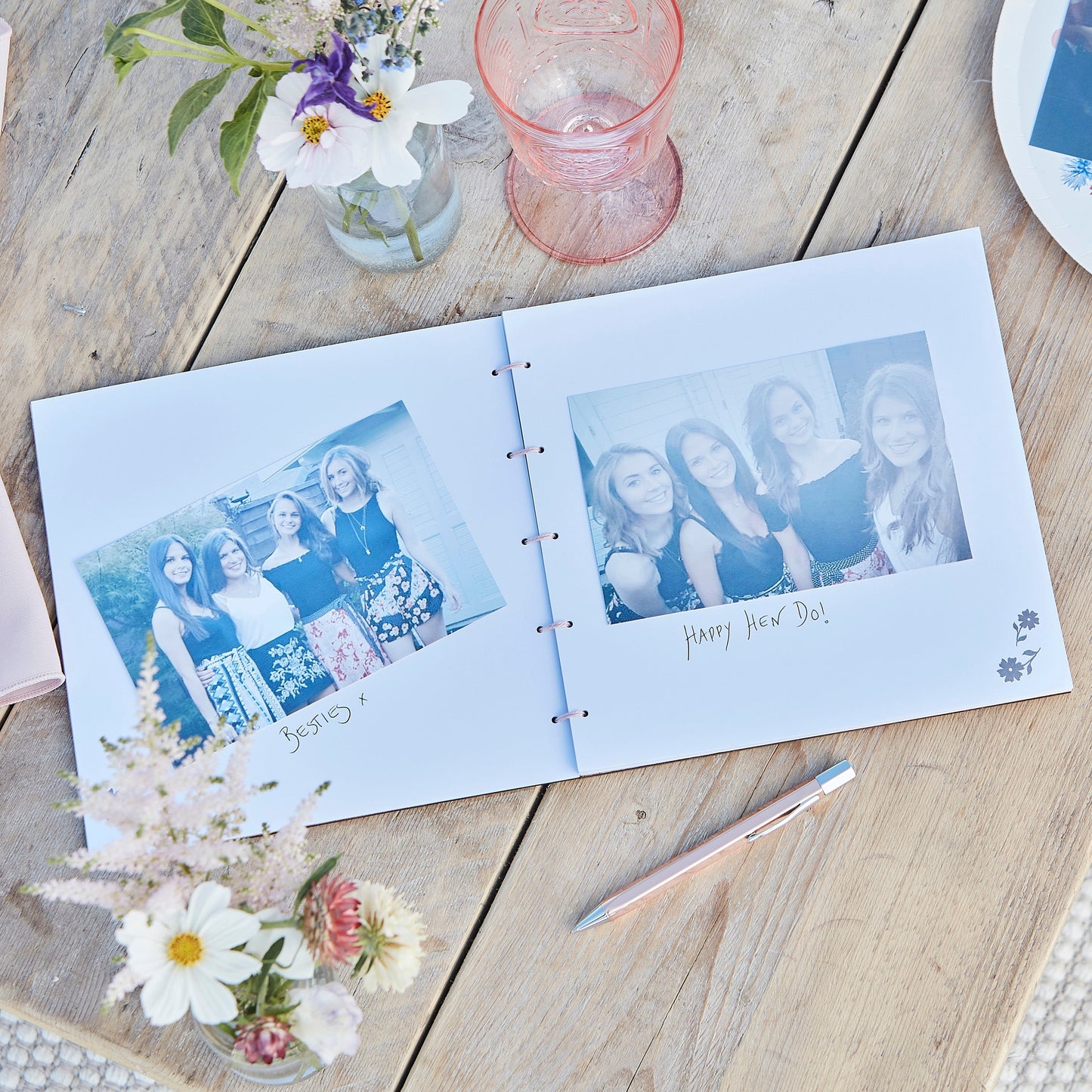 Wooden Boho Team Bride Hen Party Guest Book- 5 Inner Pack