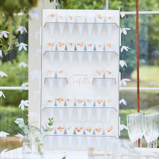 Wedding Confetti Cone Holder Stand & Cones- 5 Inner Pack