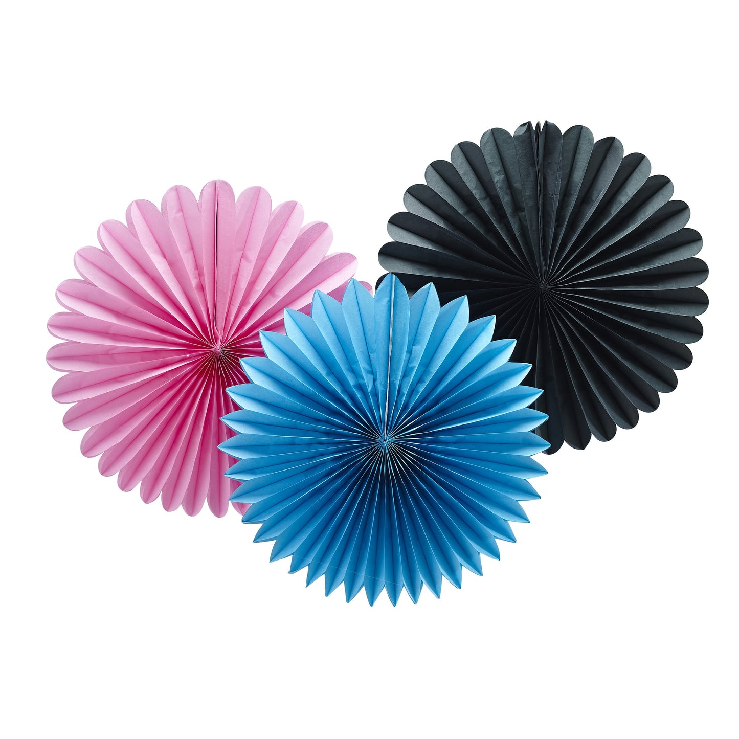 Pink, Black & Blue Wall Fan Decorations - Confetti Party- 10 Inner Pack