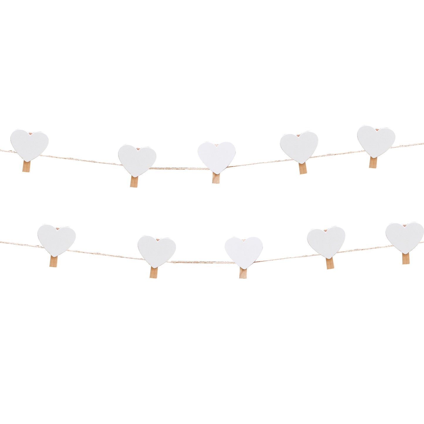 Wooden Heart Peg and String Set - Rustic Country- 5 Inner Pack