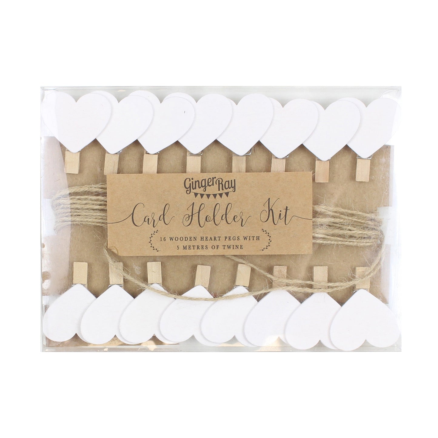 Wooden Heart Peg and String Set - Rustic Country- 5 Inner Pack