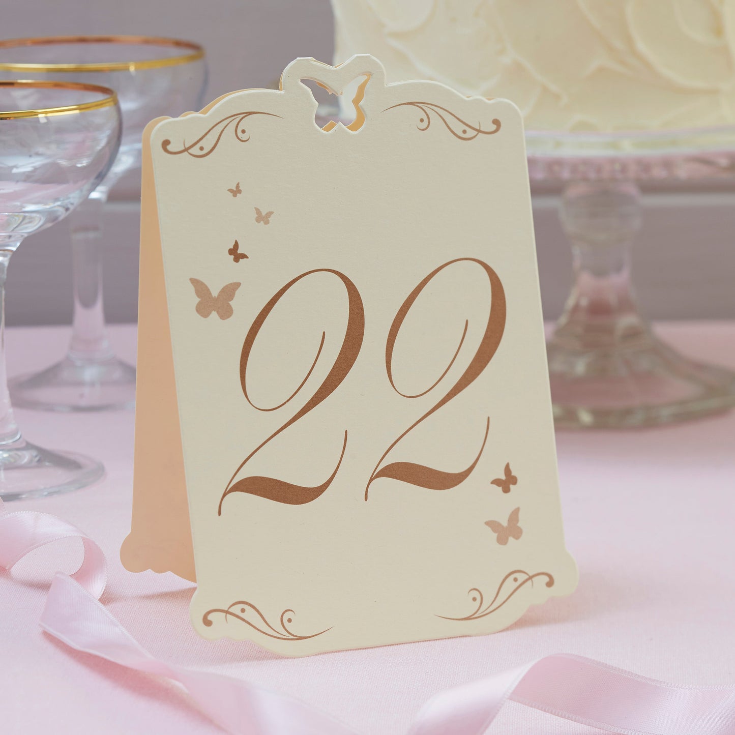 Flutter By - Table Numbers Ivory & Gold 13-24- 5 Inner Pack