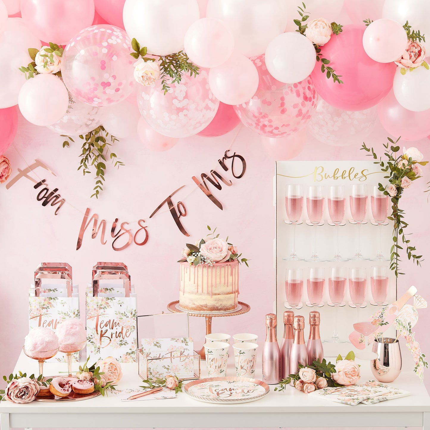 Team Bride Pink Floral Plates- 5 Inner Pack