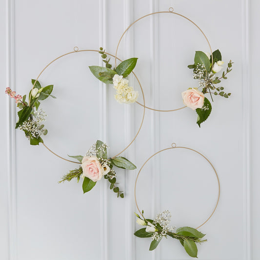 Gold Wedding Floral Hoops- 10 Inner Pack