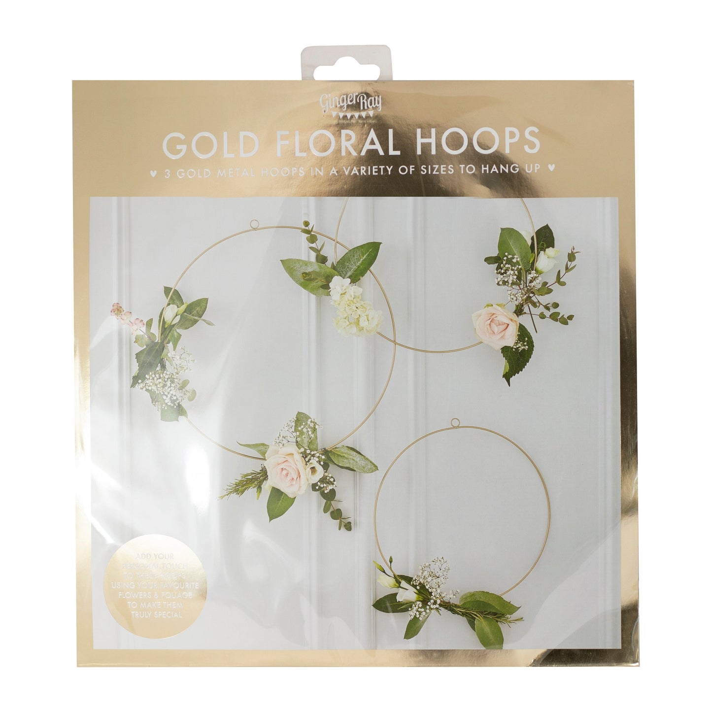 Gold Wedding Floral Hoops- 10 Inner Pack