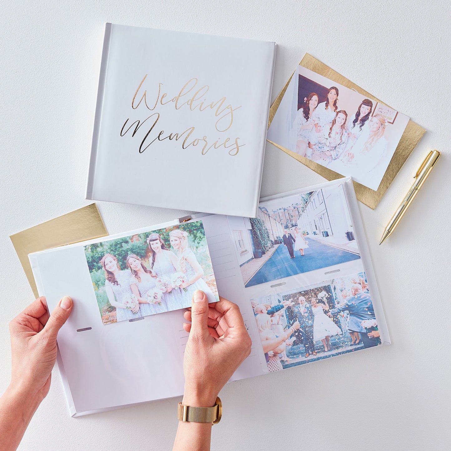 White & Gold Wedding Photo Album- 6 Inner Pack