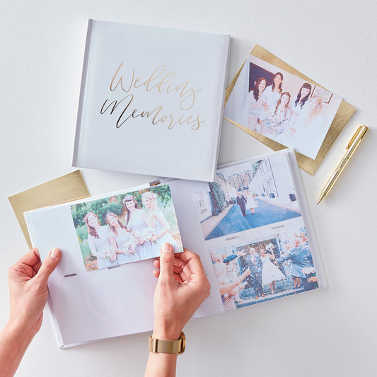 White & Gold Wedding Photo Album- 6 Inner Pack