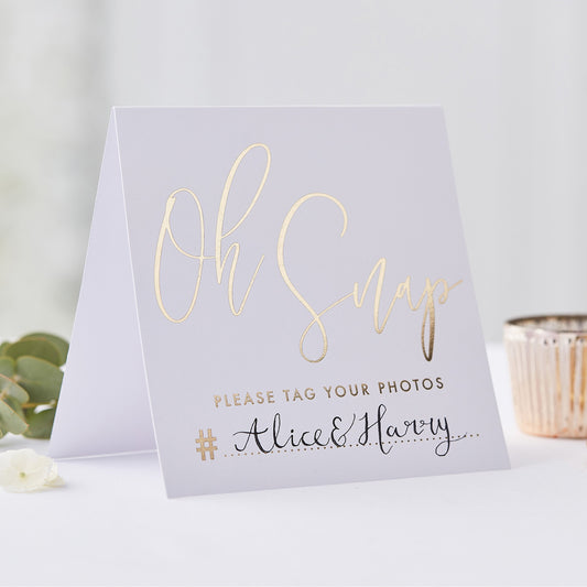Gold Wedding Hashtag Instagram Cards- 10 Inner Pack