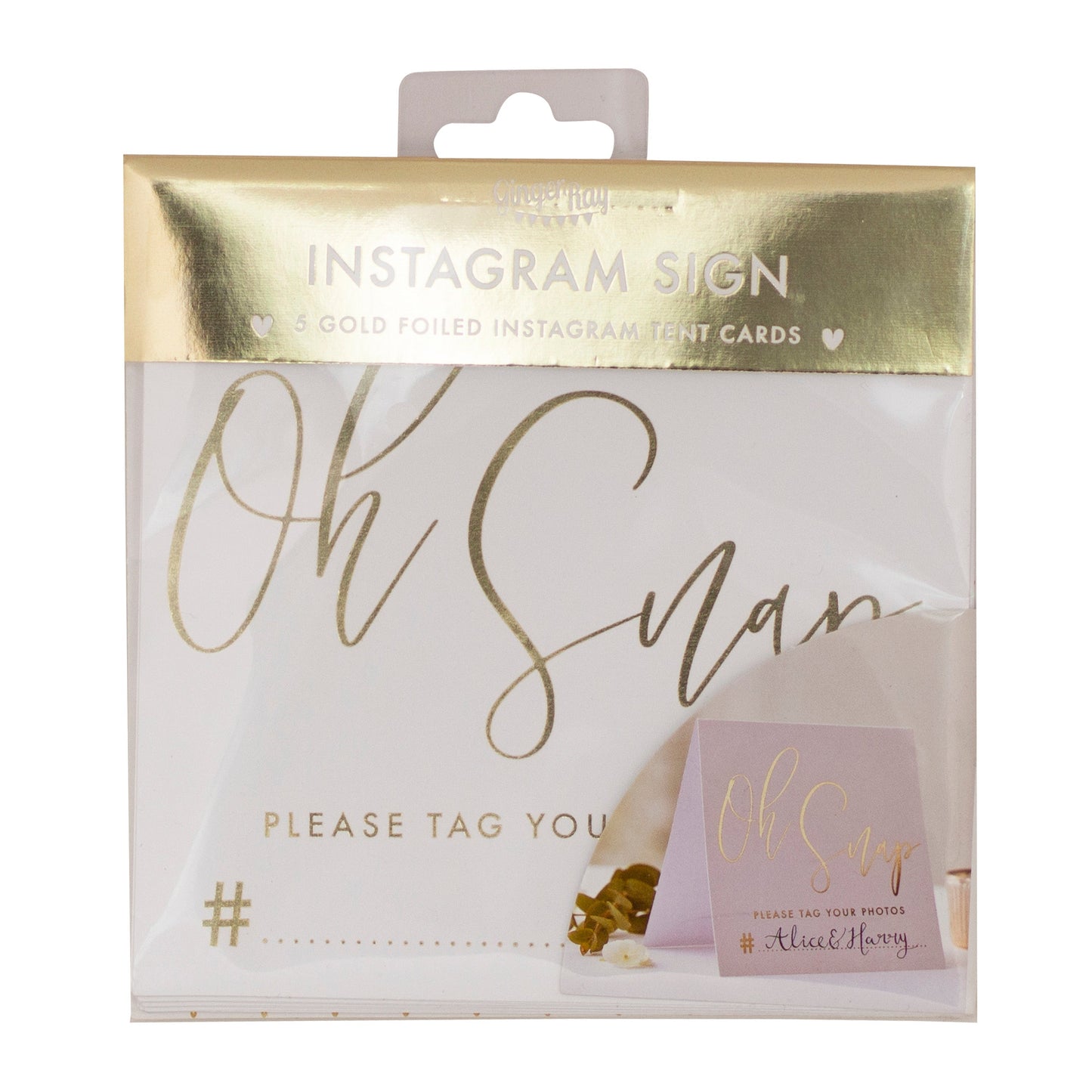 Gold Wedding Hashtag Instagram Cards- 10 Inner Pack