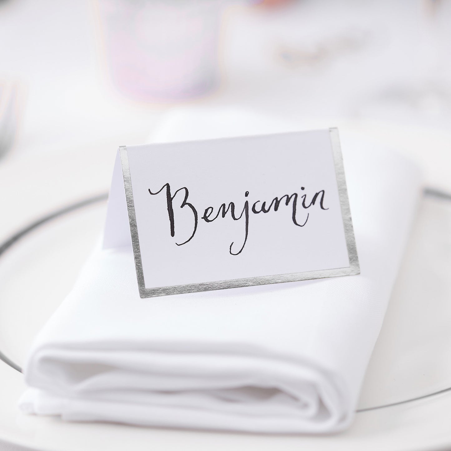 Silver Foiled Wedding Place Cards- 10 Inner Pack
