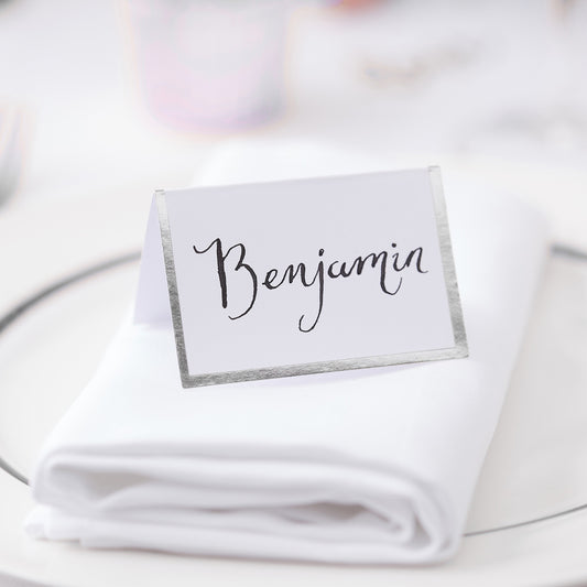 Silver Foiled Wedding Place Cards- 10 Inner Pack