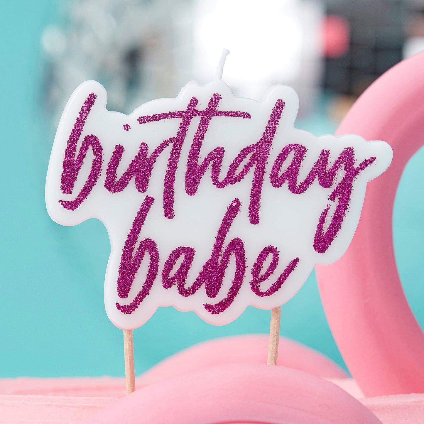Hot Pink Glitter Birthday Babe Candle- 10 Inner Pack