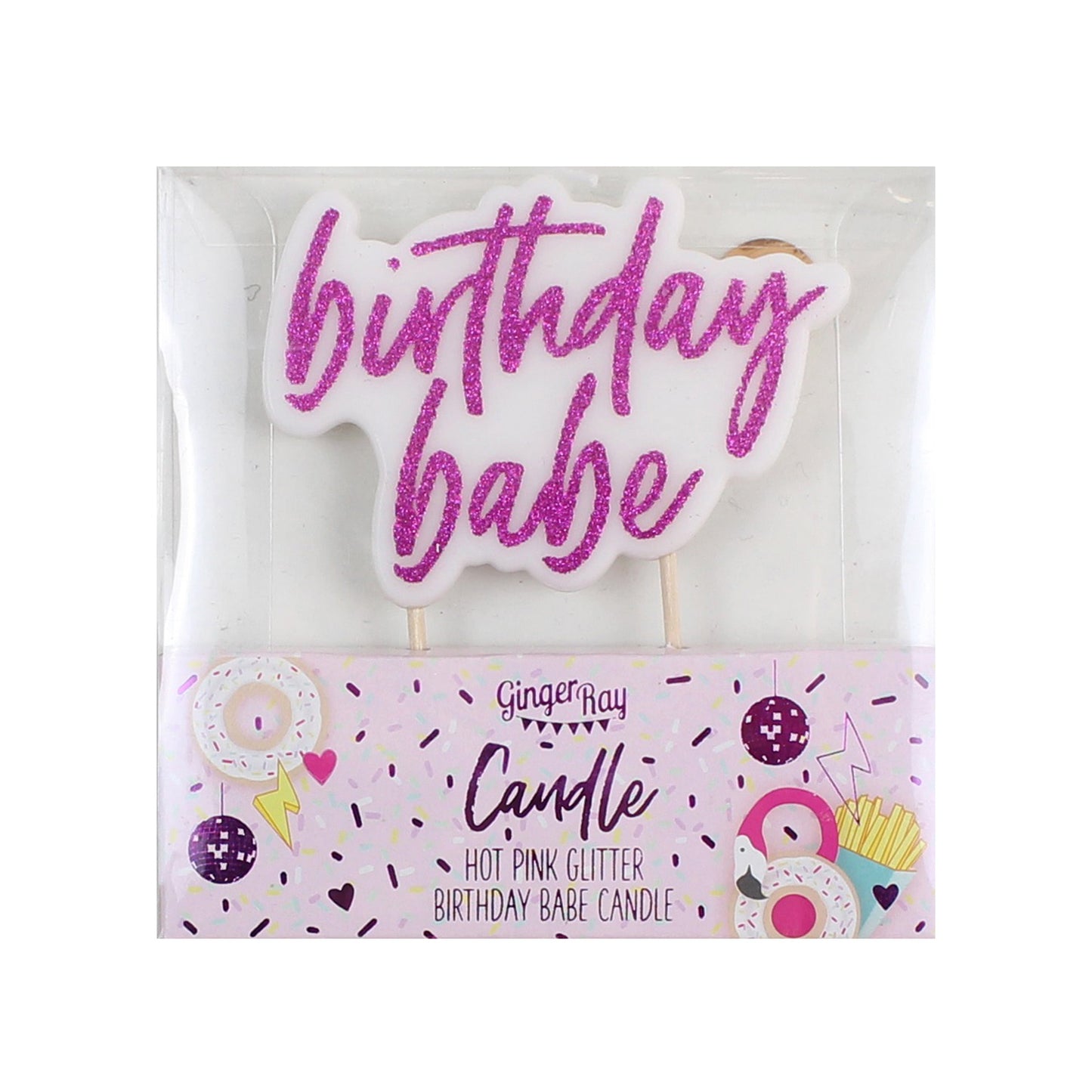 Hot Pink Glitter Birthday Babe Candle- 10 Inner Pack