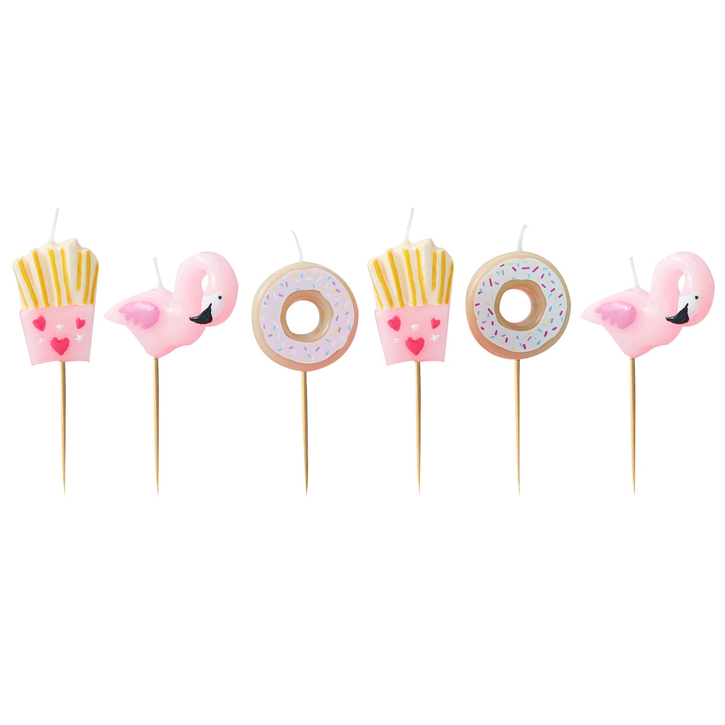 Fries Donut and Flamingo Shaped Candles Kit- 10 Inner Pack