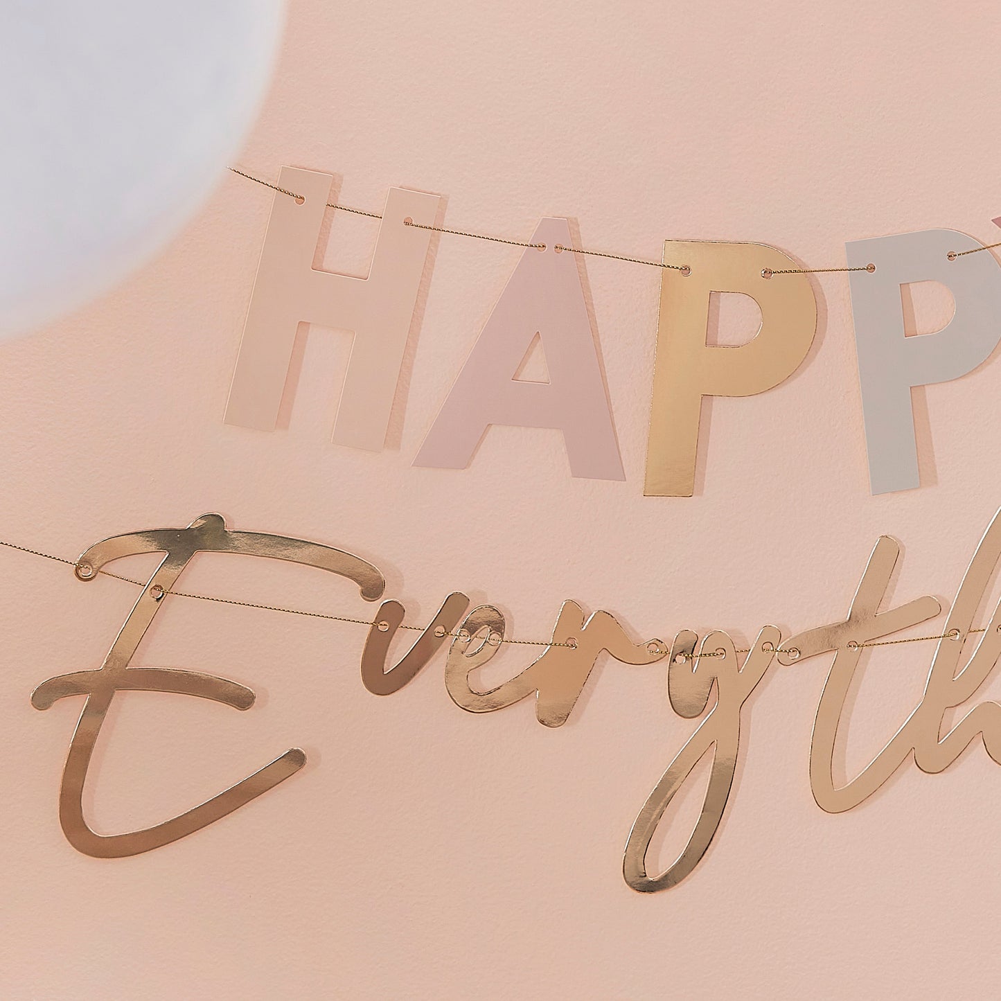 Pastel and Gold Happy Everything Party Bunting- 5 Inner Pack