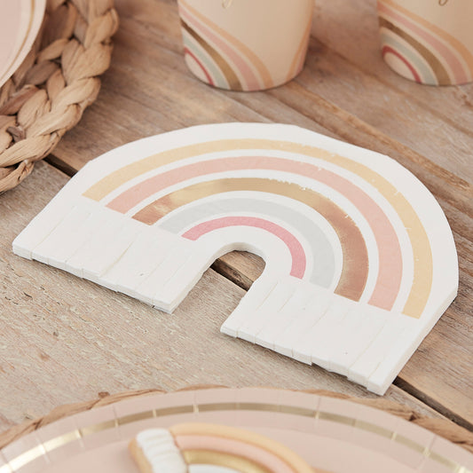 Gold Foiled Natural Rainbow Fringe Napkins- 5 Inner Pack