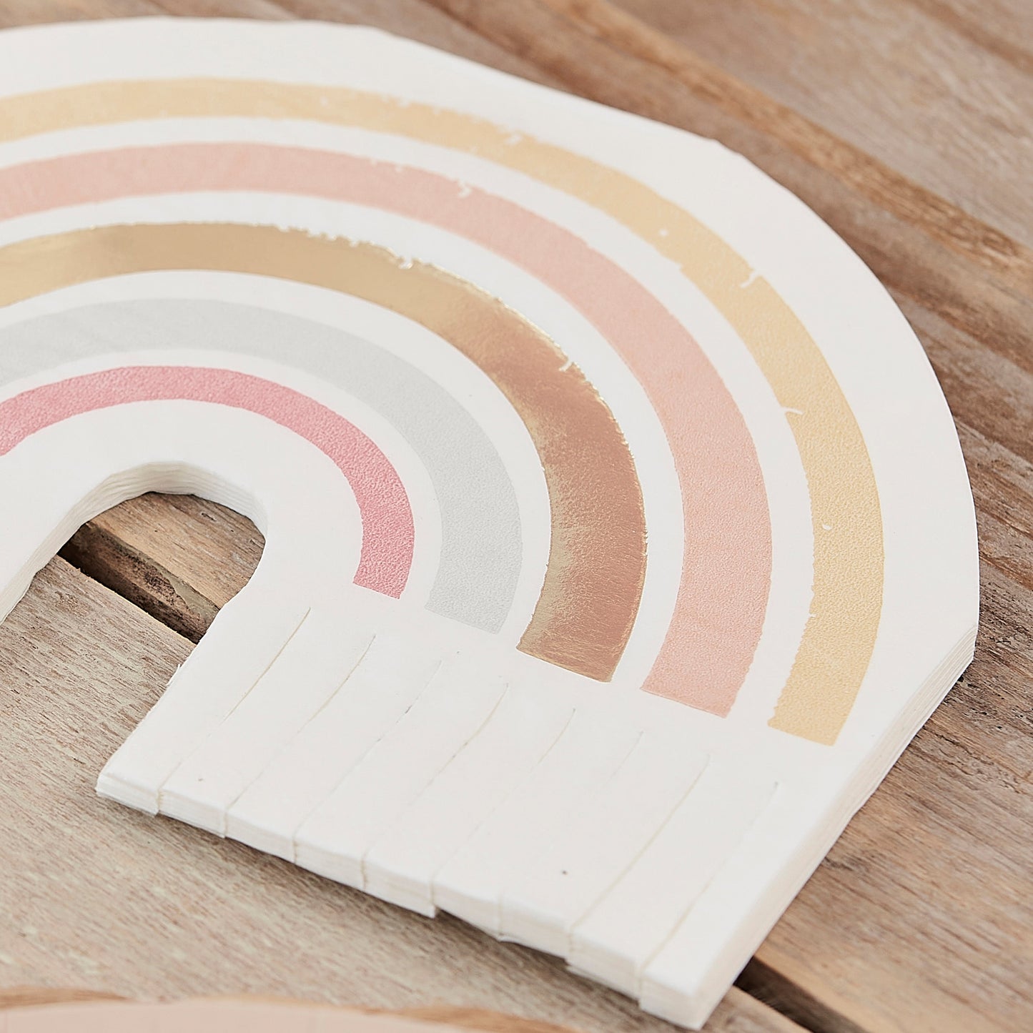 Gold Foiled Natural Rainbow Fringe Napkins- 5 Inner Pack