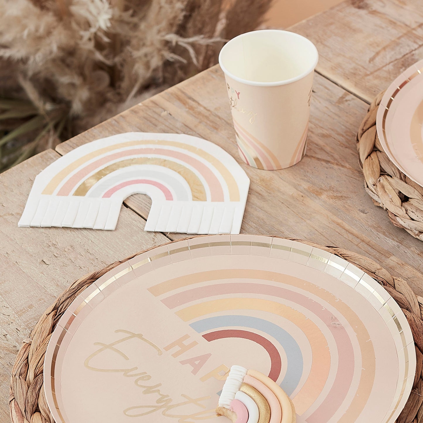 Gold Foiled Natural Rainbow Fringe Napkins- 5 Inner Pack