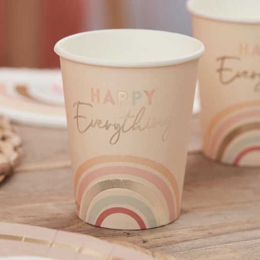 Happy Everything Natural Rainbow Birthday Party Cups- 5 Inner Pack
