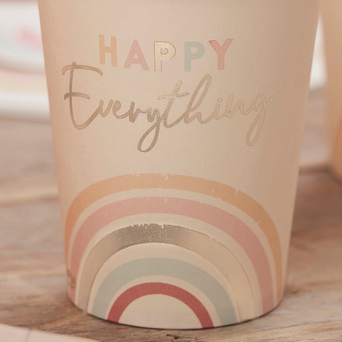 Happy Everything Natural Rainbow Birthday Party Cups- 5 Inner Pack