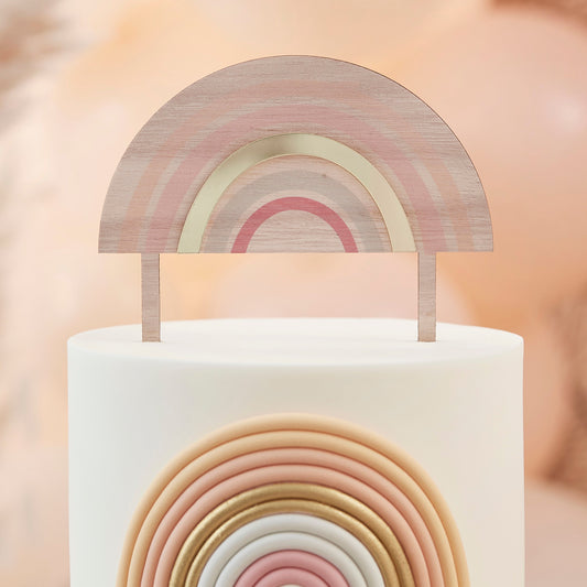 Wooden And Acrylic Rainbow Cake Topper- 5 Inner Pack