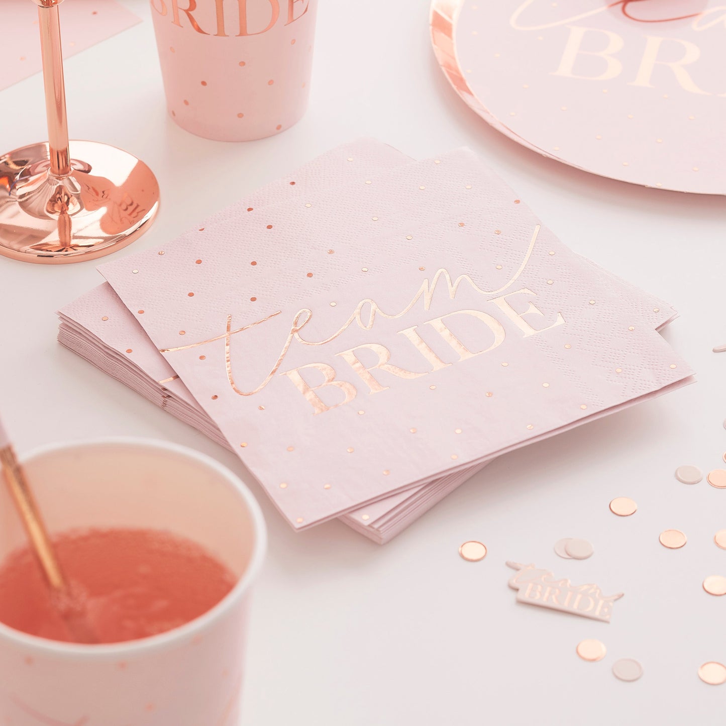 Rose Gold Foiled Hen Party Napkins- 5 Inner Pack