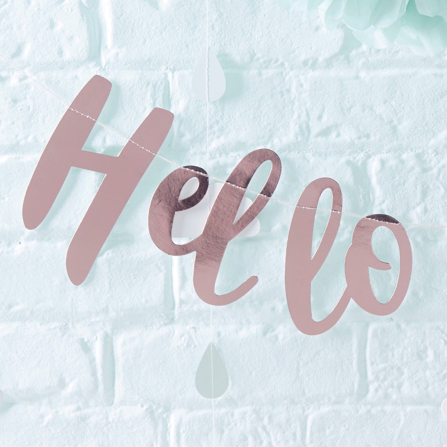 Hello World Rose Gold Baby Shower Bunting- 5 Inner Pack
