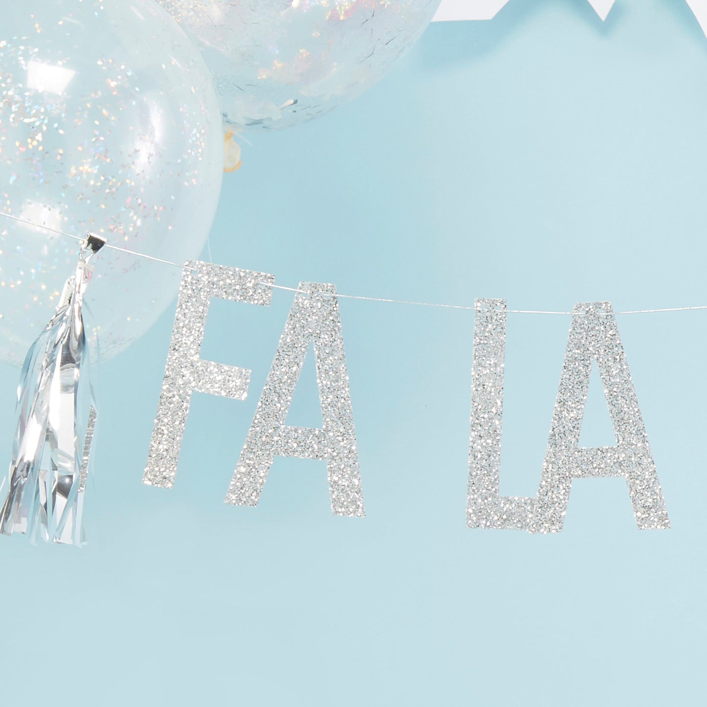 Silver Glitter Fa La La La La Bunting - Jolly Vibes- 10 Inner Pack