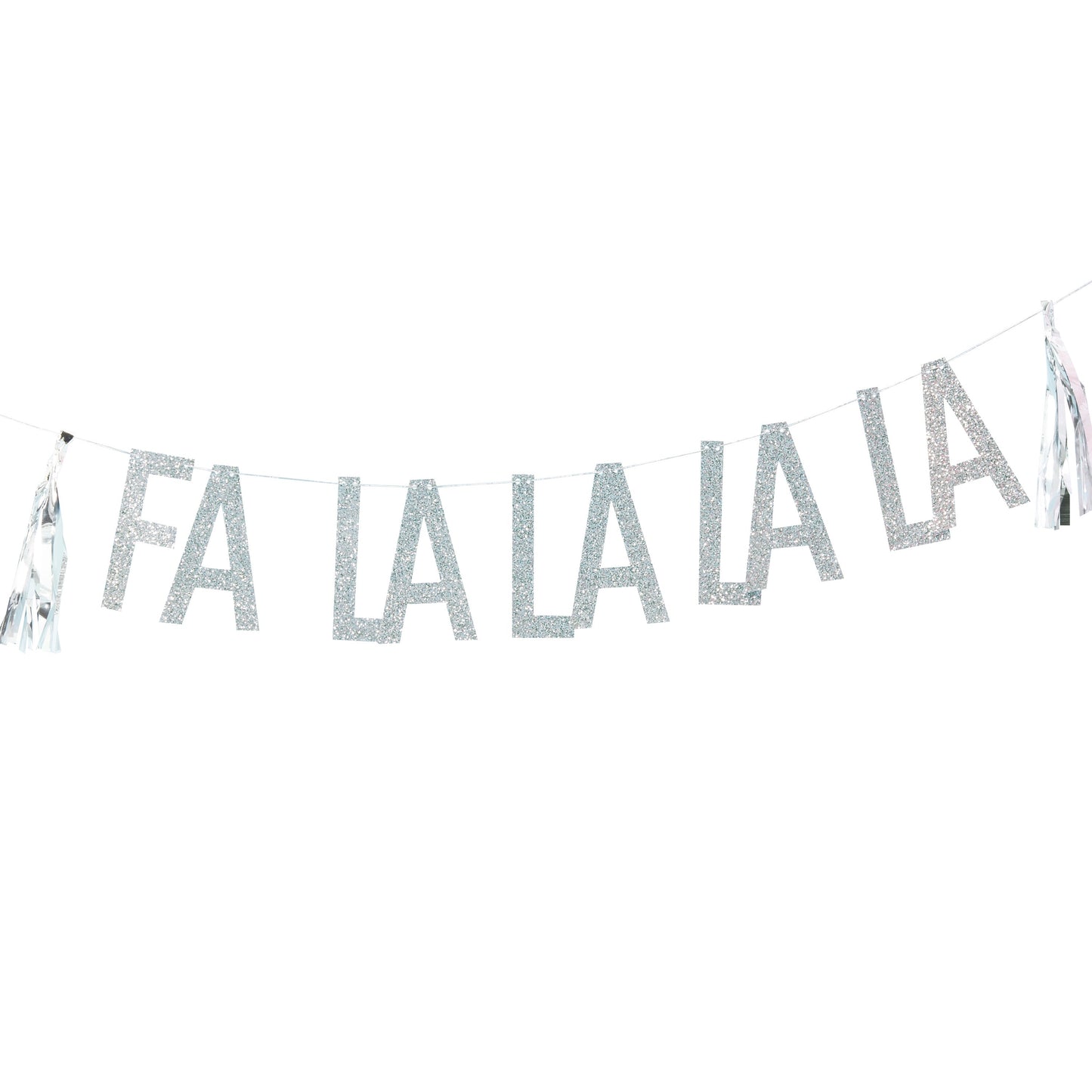 Silver Glitter Fa La La La La Bunting - Jolly Vibes- 10 Inner Pack