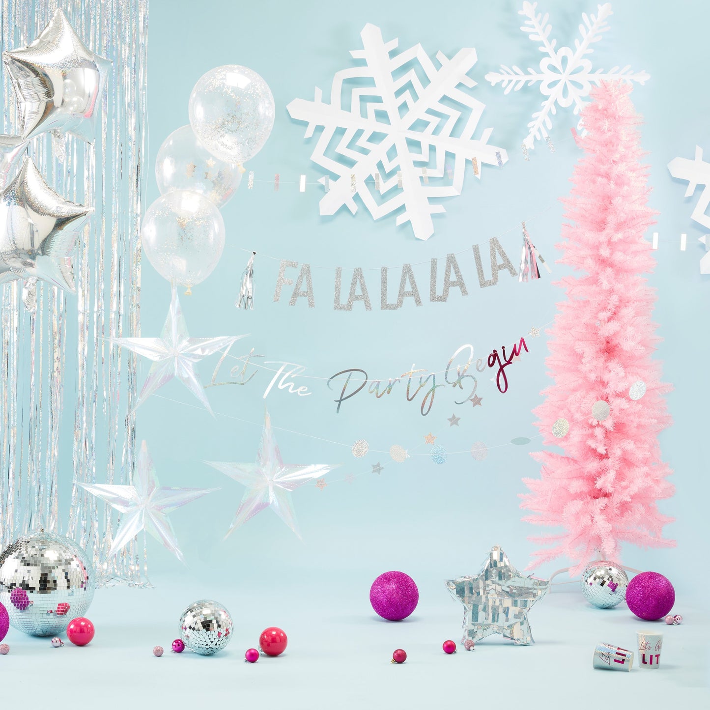 Silver Glitter Fa La La La La Bunting - Jolly Vibes- 10 Inner Pack