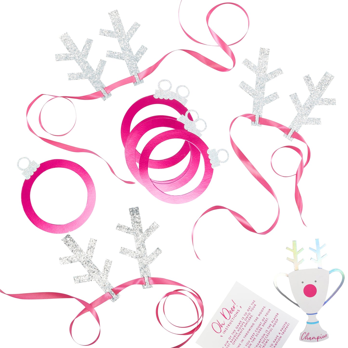 Silver Glitter Antler Hoop Toss Game - Jolly Vibes- 5 Inner Pack