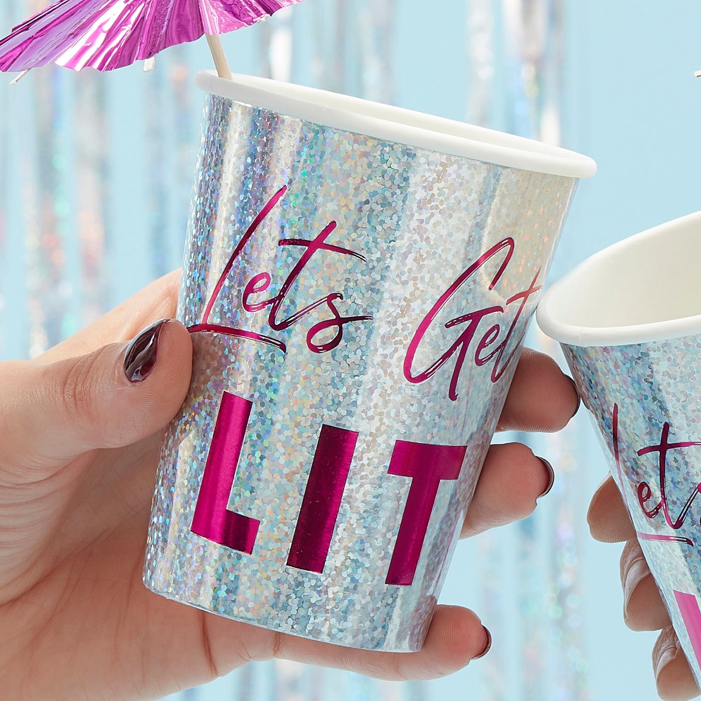 Holographic Lets Get Lit Paper Cups - Jolly Vibes- 10 Inner Pack