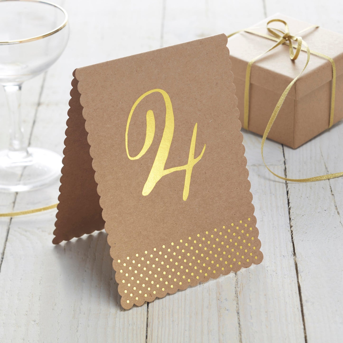 Gold Foiled Table Numbers - Kraft Perfection- 5 Inner Pack