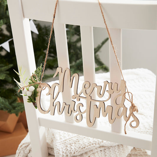 Wooden Merry Christmas Chair Decorations- 5 Inner Pack