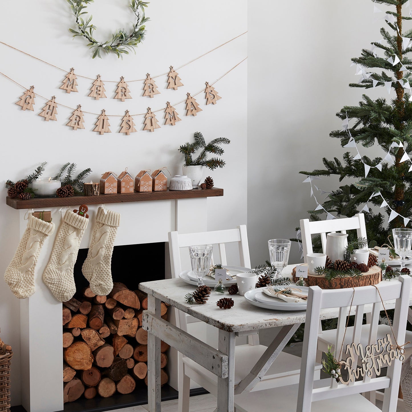 Wooden Merry Christmas Chair Decorations- 5 Inner Pack