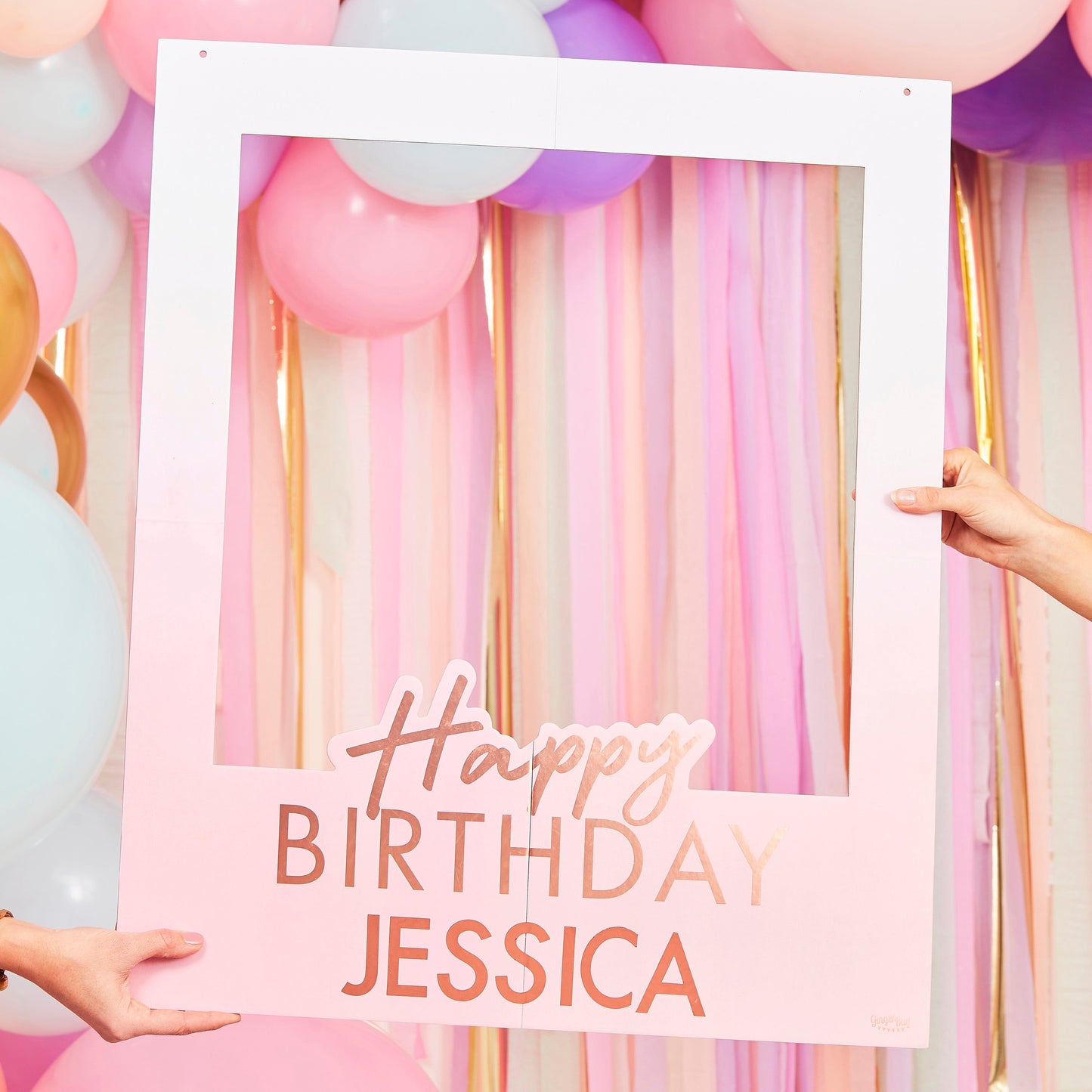 Rose Gold Foiled Personalised Happy Birthday Selfie Photo Booth Frame- 5 Inner Pack