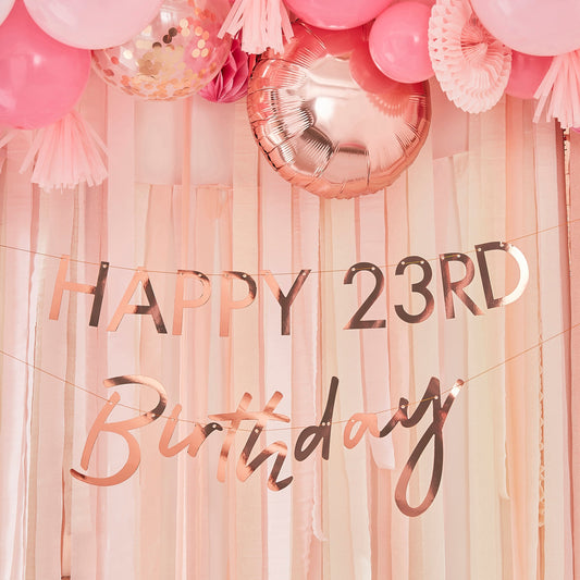Customisable Milestone Rose Gold Birthday Banner- 5 Inner Pack