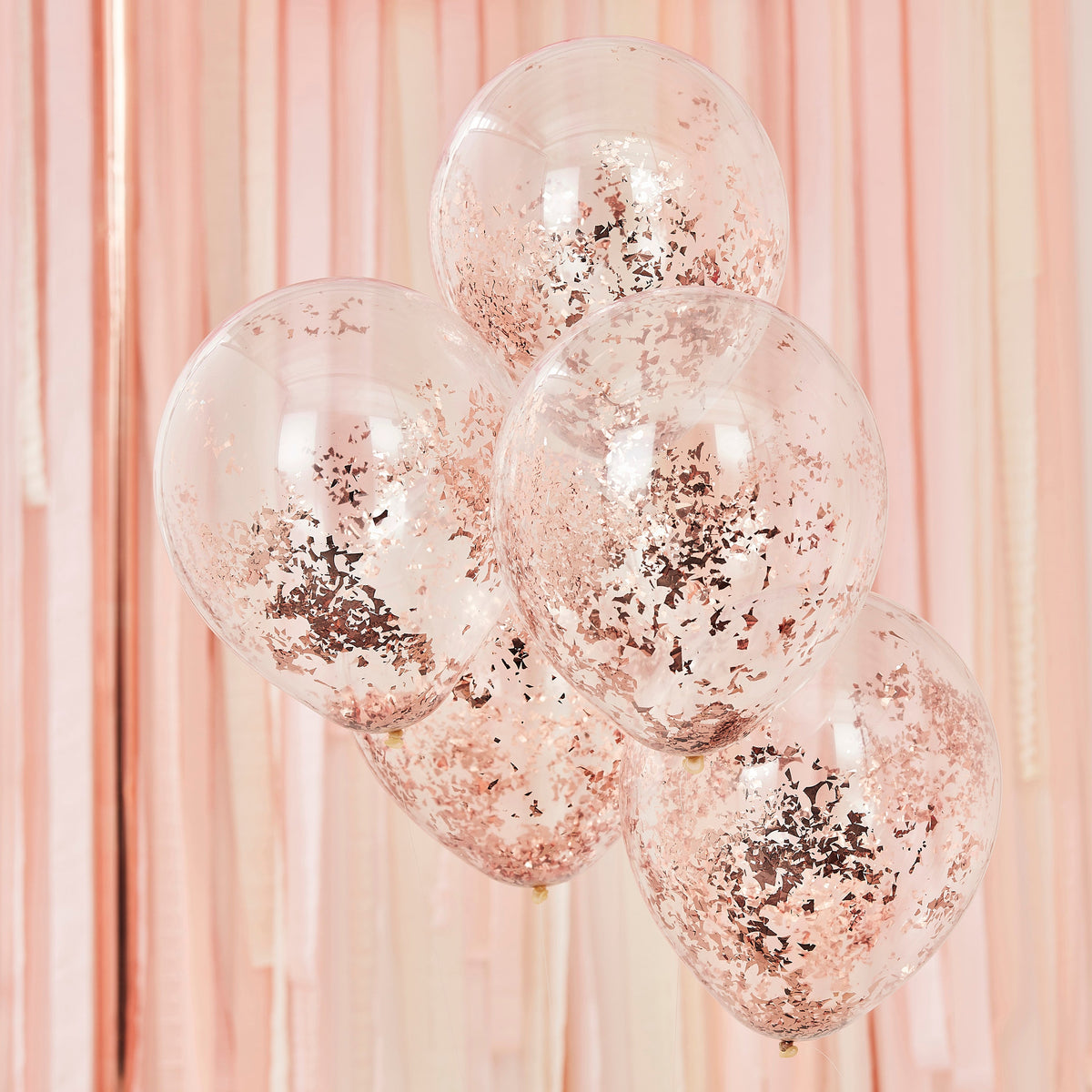 Rose Gold Confetti Balloons- 5 Inner Pack