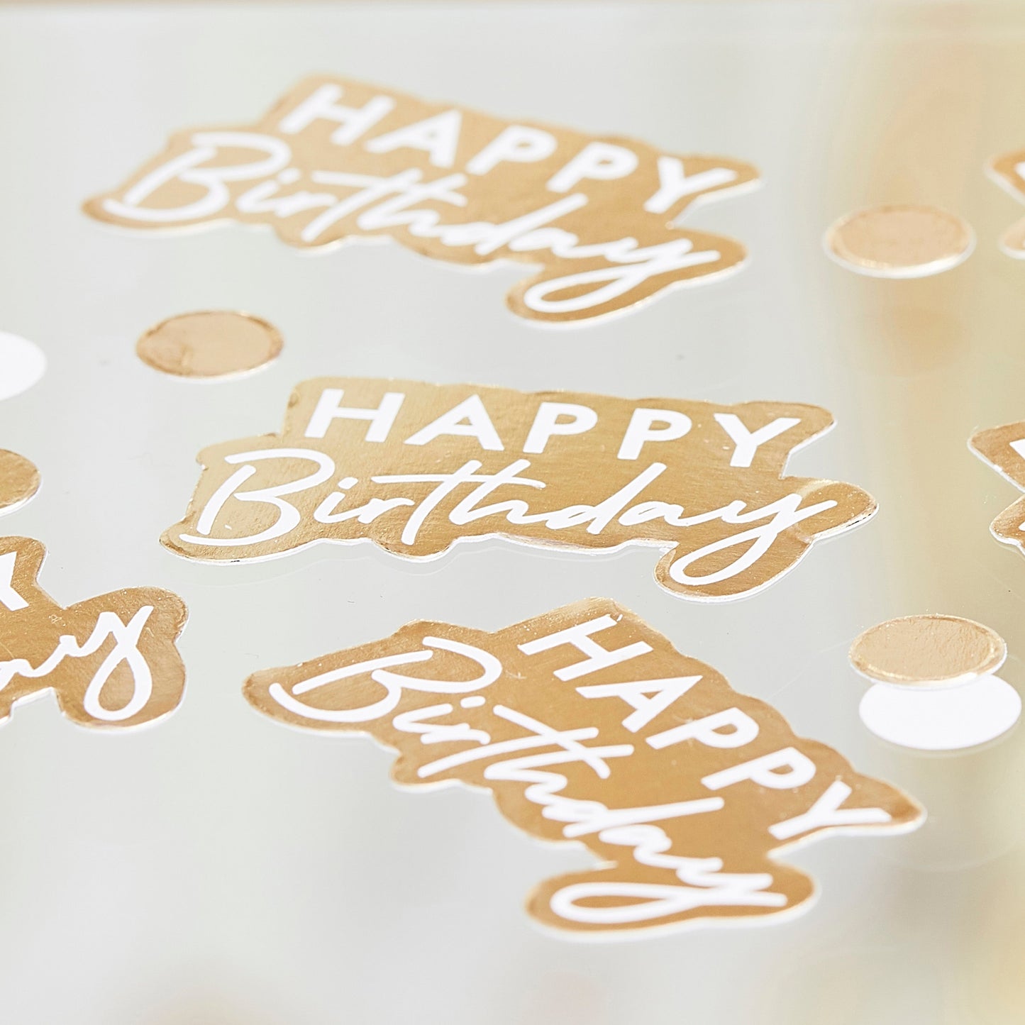 Gold And White Happy Birthday Confetti- 10 Inner Pack