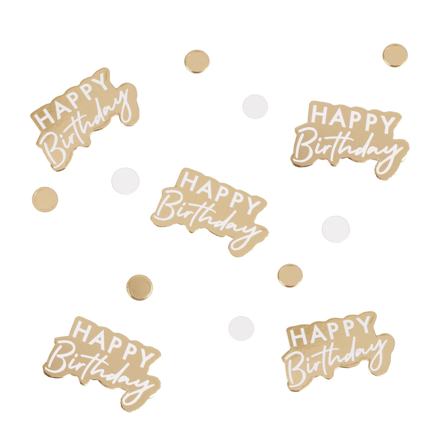 Gold And White Happy Birthday Confetti- 10 Inner Pack