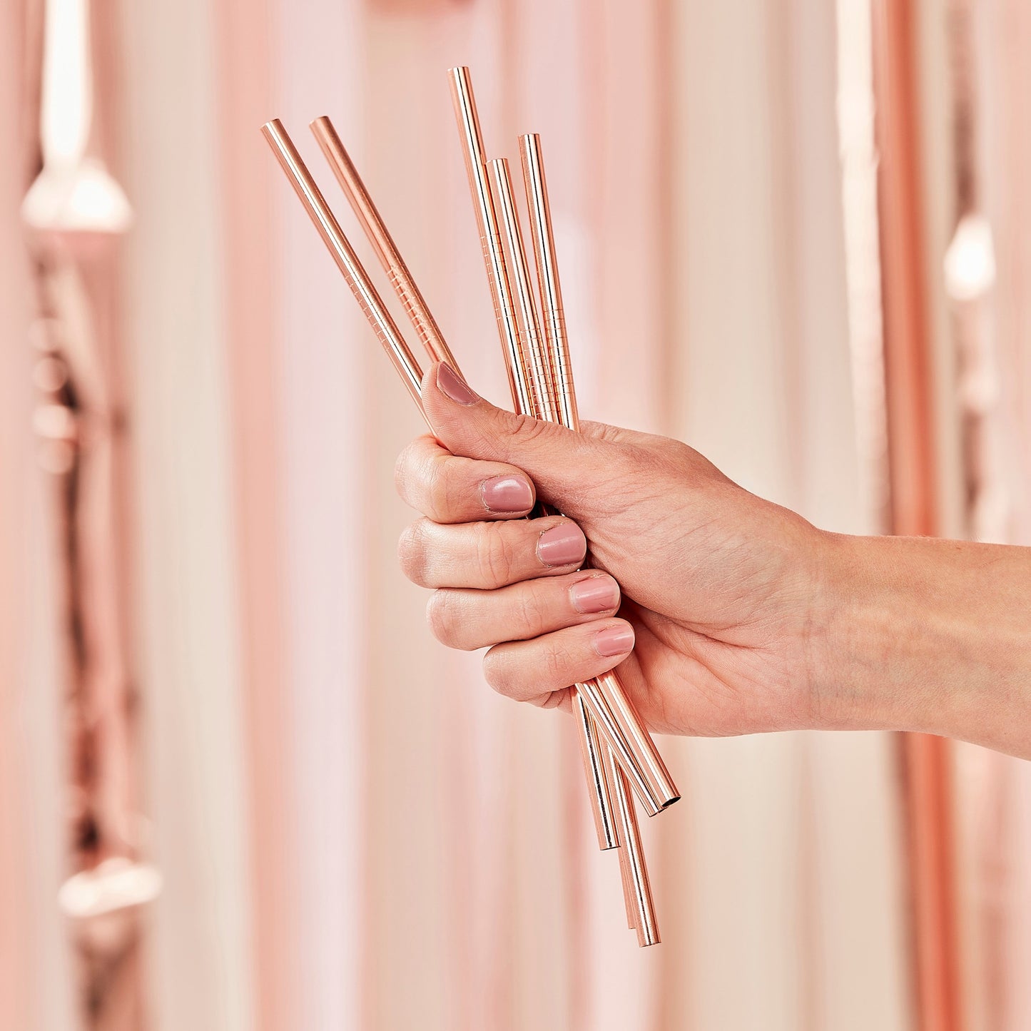 Rose Gold Stainless Steel Straws- 5 Inner Pack