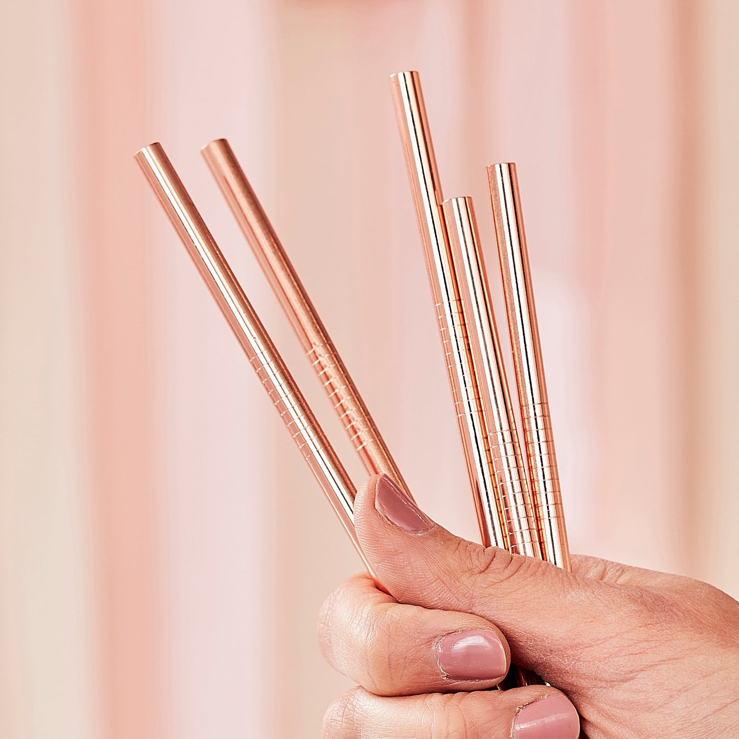 Rose Gold Stainless Steel Straws- 5 Inner Pack