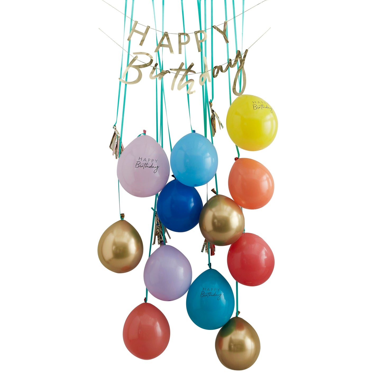 Rainbow and Gold Happy Birthday Balloon Door Kit- 5 Inner Pack
