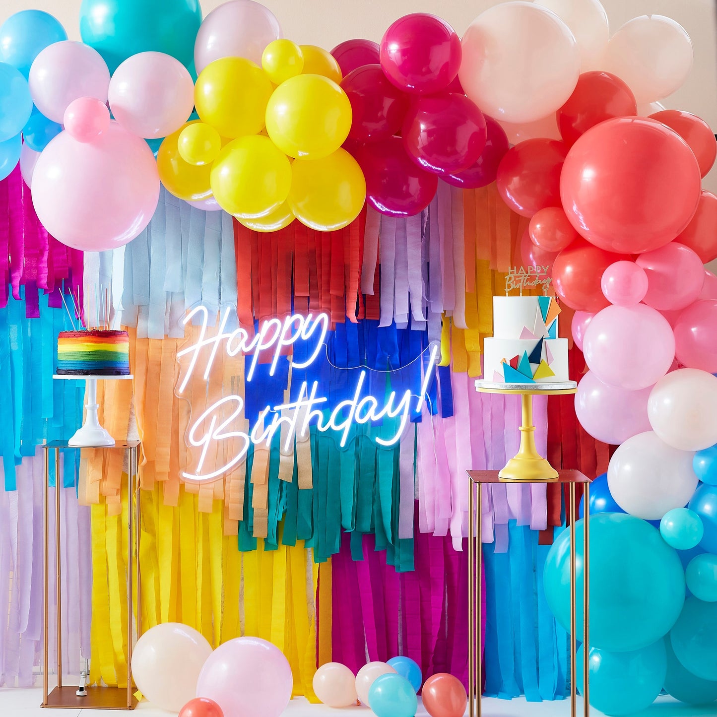 Rainbow and Gold Happy Birthday Balloon Door Kit- 5 Inner Pack