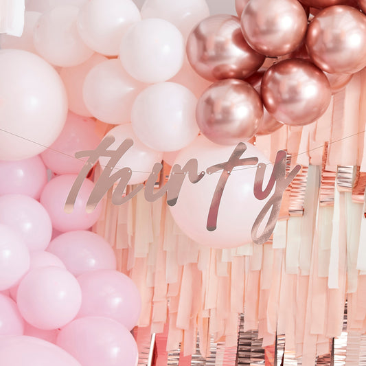 30th Rose Gold Happy Birthday Banner Bunting- 5 Inner Pack