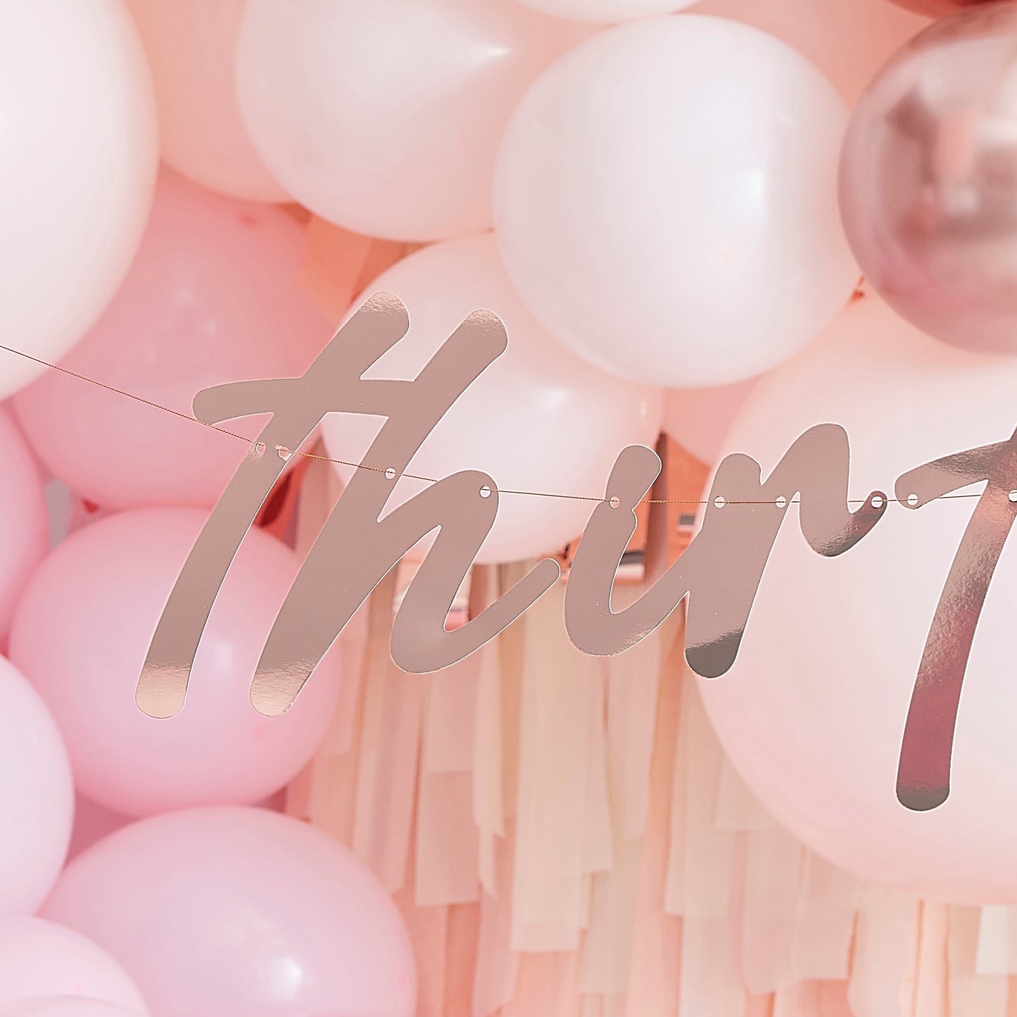 30th Rose Gold Happy Birthday Banner Bunting- 5 Inner Pack