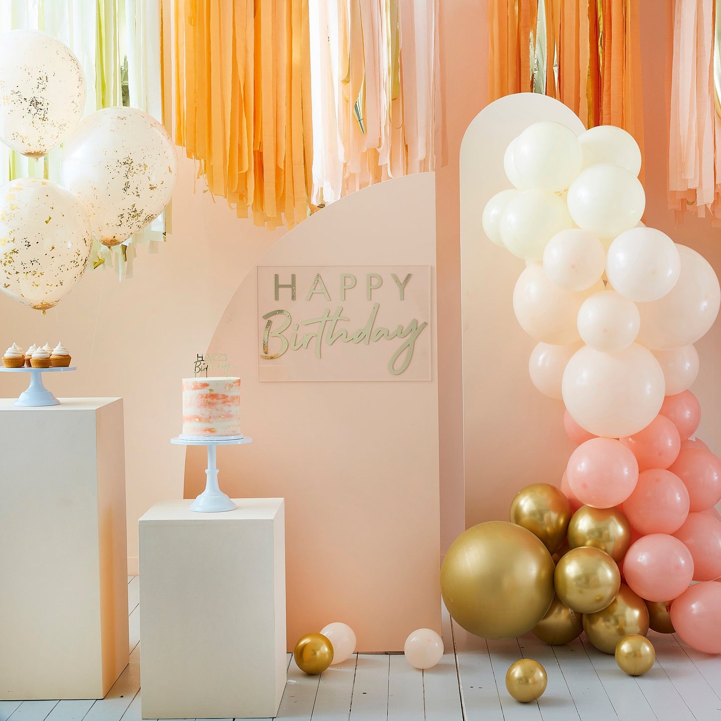 Peach and Gold Balloon Arch Kit- 5 Inner Pack